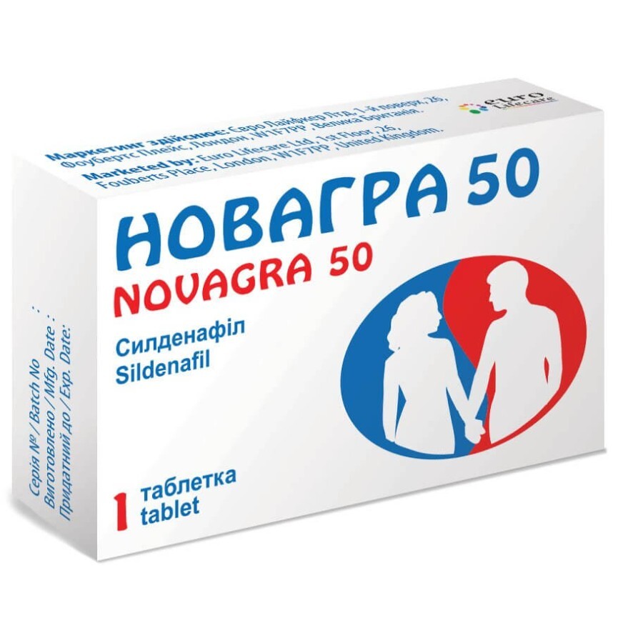 Новагра 50 табл. в/плівк. обол. 50 мг: ціни та характеристики