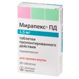 Мирапекс ПД табл. пролонг. дейст. 1,5 мг блистер №30