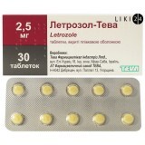 Летрозол-Тева табл. в/плівк. обол. 2,5 мг блістер у коробці №30