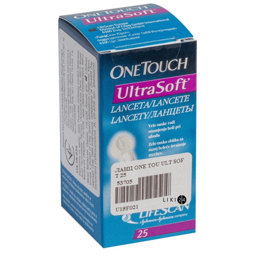 Ланцети One Touch UltraSoft,  №25: ціни та характеристики