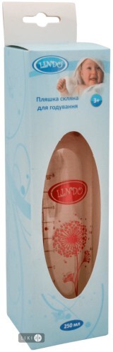Стеклянная бутылочка для кормления Lindo PK 1000 с силиконовой соской с антиколиковым клапаном 250 мл