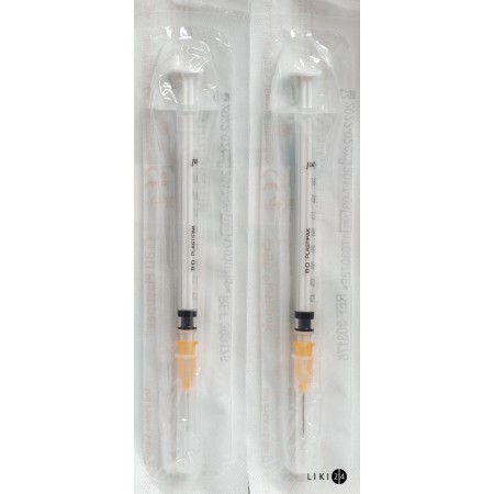 Шприц инъекционный одноразового применения "bd plastipak"-luer туберкулиновый 1 мл, с иглой 0,5 х 16 мм