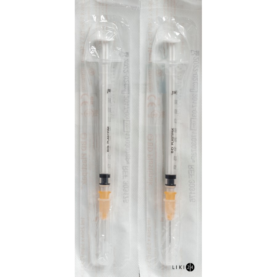Шприц инъекционный одноразового применения "bd plastipak"-luer туберкулиновый 1 мл, с иглой 0,5 х 16 мм: цены и характеристики