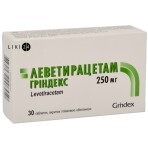 Леветирацетам Гріндекс табл. в/плівк. обол. 250 мг блістер №30: ціни та характеристики