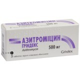 Азитроміцин Гріндекс табл. п/о 500 мг блістер №3