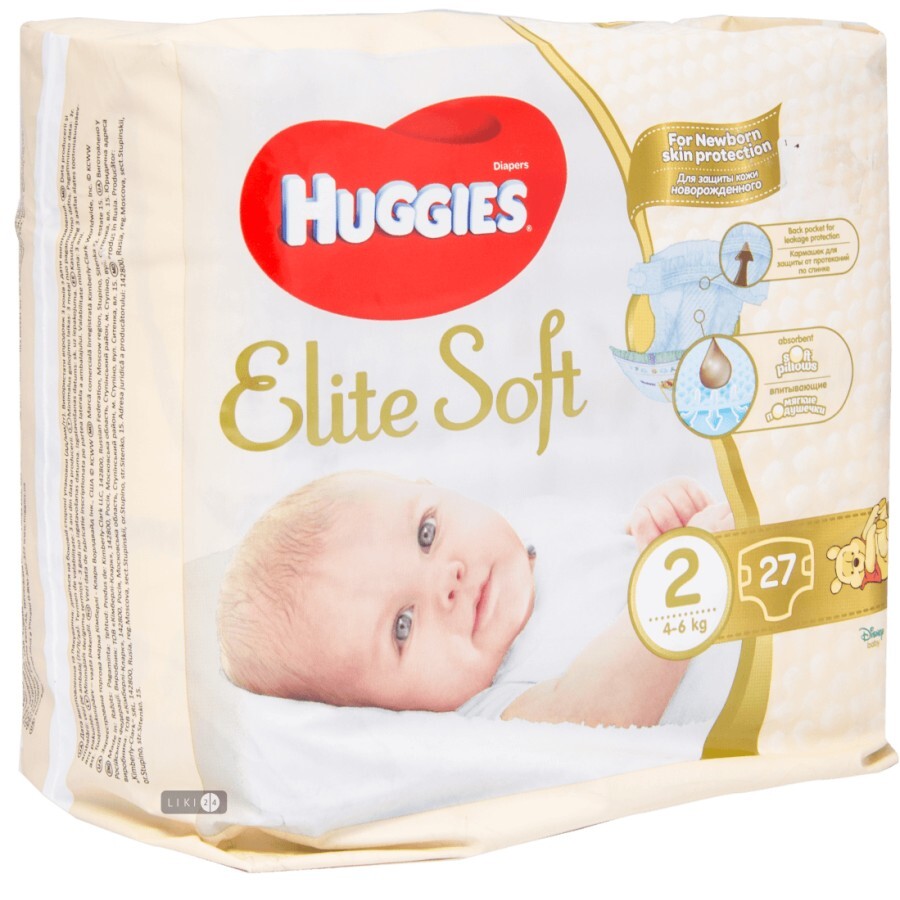 Подгузники Huggies Elite Soft 2 4-6 кг 27 шт: цены и характеристики
