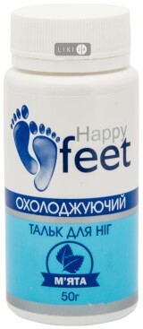 Тальк для ног Happy fit охлаждающий 50 г, мята