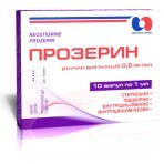 Прозерин р-н д/ін. 0,5 мг/мл амп. 1 мл, у блістері у пачці №10: ціни та характеристики