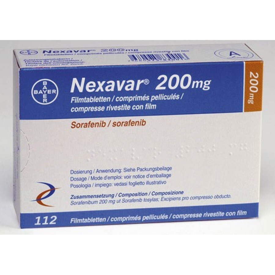 Нексавар табл. п/плен. оболочкой 200 мг №112: цены и характеристики