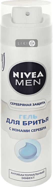 

Гель для гоління Nivea Men Срібний захист з іонами срібла і антибактеріальним ефектом 200 мл, 200 мл