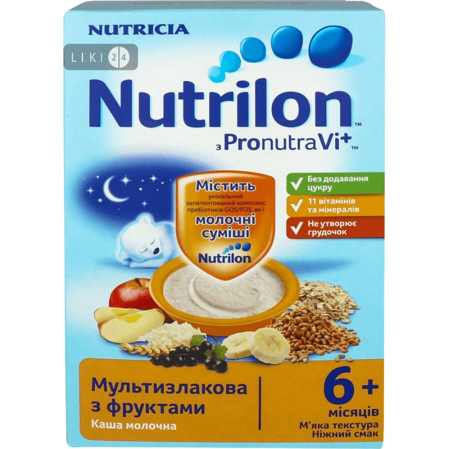 Детская каша Nutrilon Мультизлаковая с фруктами молочная с 6 месяцев, 225 г: цены и характеристики