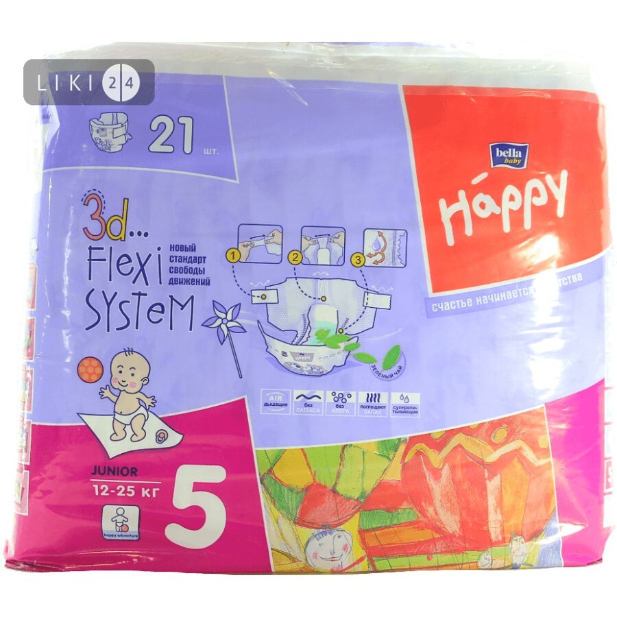 Подгузники детские Bella Baby Happy Junior 12-25 кг 21 шт: цены и характеристики