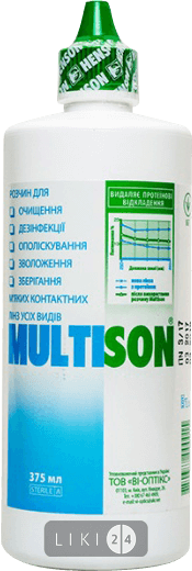 

Розчин по догляду за контактними лінзами Multison, 375 мл, фл. 375 мл, з контейнером д/зберіг.лінз