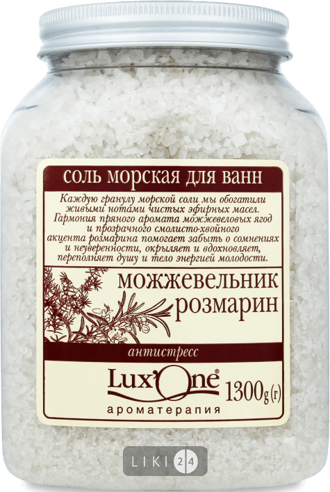 

Сіль для ванн LuxOne Антистрес Ялівець і розмарин 1300 г, 1,3 кг, ялівець-розмарин