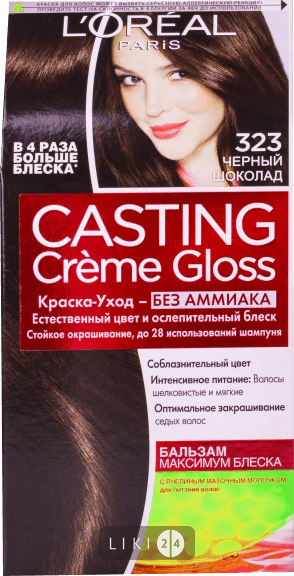 

Фарба для волосся L'Oreal Paris Casting Creme Gloss 323, чорний шоколад, 323, черный шоколад