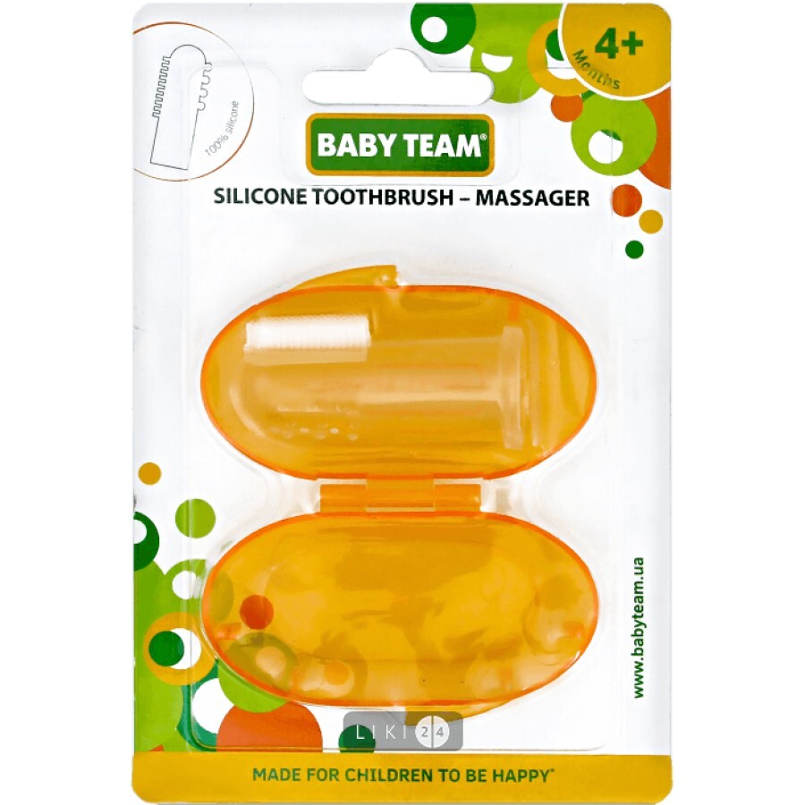 Зубна щітка-масажер Baby Team силіконова з контейнером 7200: ціни та характеристики