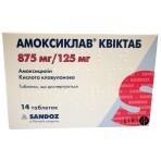 Амоксиклав квиктаб таблетки дисперг. 875 мг + 125 мг блистер №14