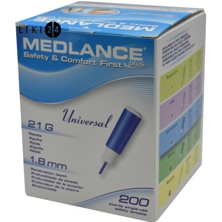 Автоматический ланцет Medlance Plus Universal игла 21G, глубина прокола 1,8 мм, №200
