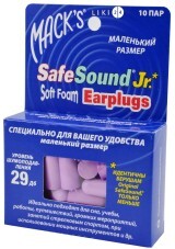 Беруши Mack&#39;s Soft Foam Earplugs Original SafeSound Junior из пенопропилена 10 пар