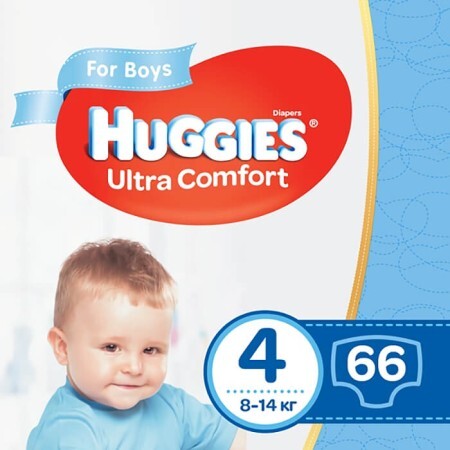 Підгузки Huggies Ultra Comfort 4 для хлопчиків 8-14 кг 66 шт