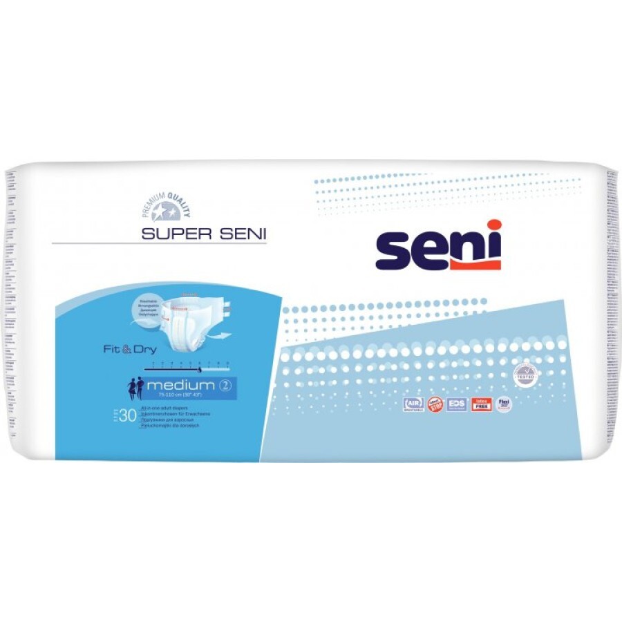 Подгузники для взрослых Seni Super Medium 30 шт: цены и характеристики