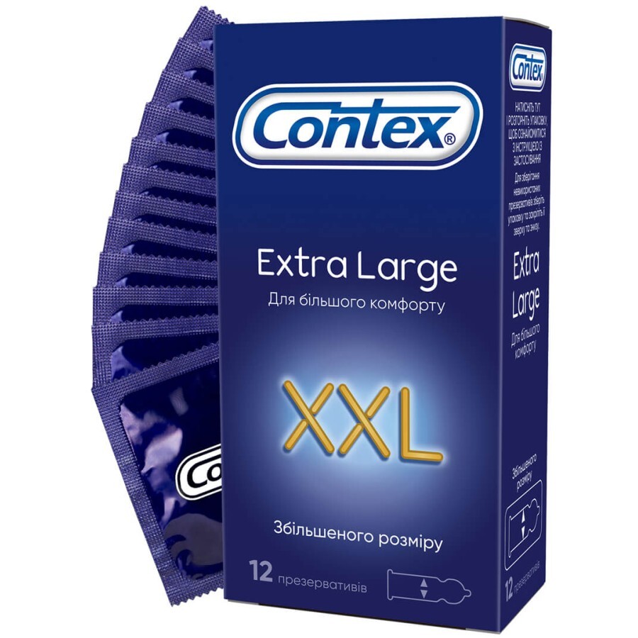 Презервативи латексні з силіконовою змазкою CONTEX Extra Large збільшеного розміру, 12 шт.: ціни та характеристики