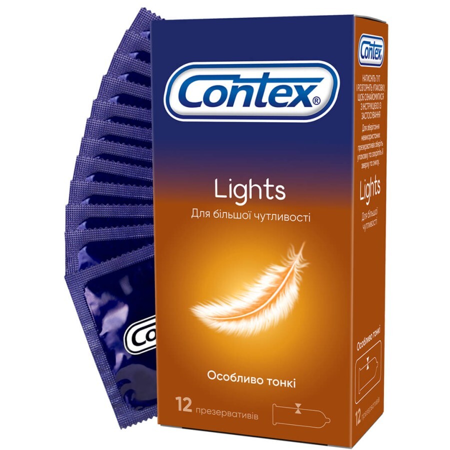 Презервативи латексні з силіконовою змазкою CONTEX Lights особливо тонкі, 12 шт.: ціни та характеристики
