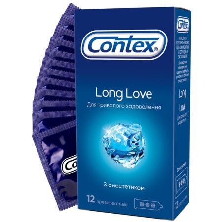 Презервативи латексні з силіконовою змазкою CONTEX Long Love з анестетиком, 12 шт.