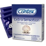 Презервативи латексні з силіконовою змазкою CONTEX Extra Sensation з крупними крапками та ребрами, 3 шт.: ціни та характеристики