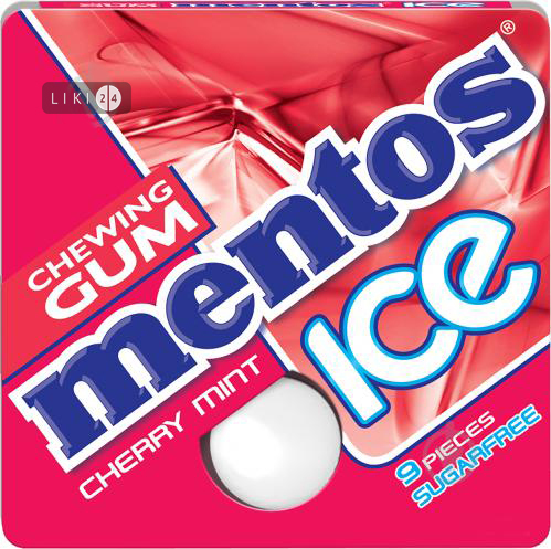 

Жувальна гумка Mentos Chewing Gum Ice без цукру вишня и м'ята 12.9 г, вишня и м'ята