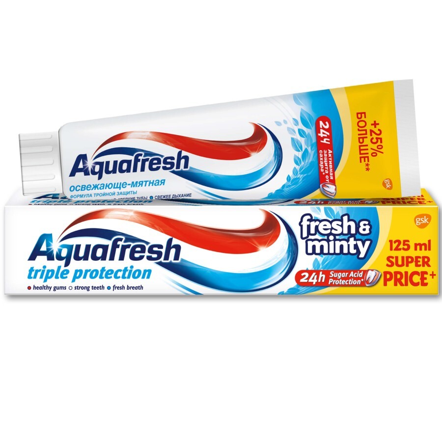 Зубна паста Aquafresh Освіжаючо-м'ятна, 125 мл : ціни та характеристики