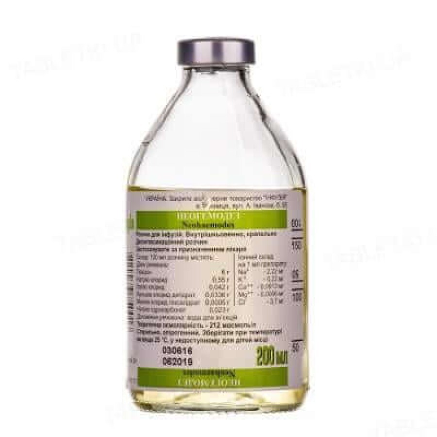 Неогемодез р-н д/інф. пляшка 200 мл: ціни та характеристики