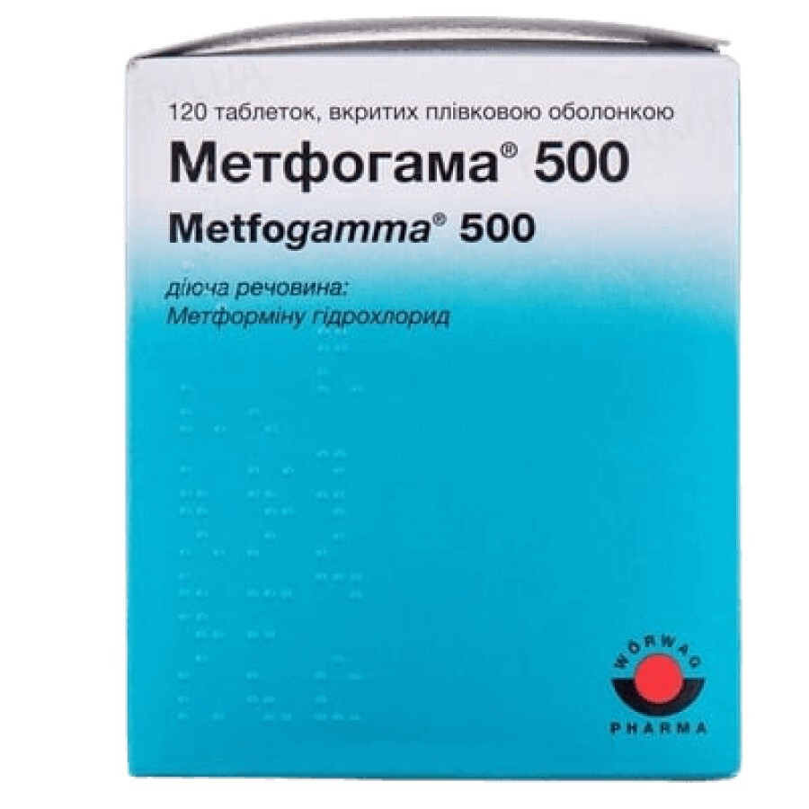 Метфогамма 500 табл. п/плен. оболочкой 500 мг №120: цены и характеристики