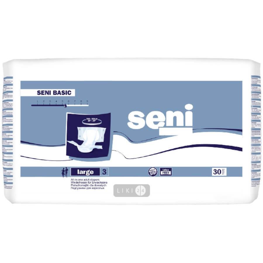 Підгузки для дорослих Seni Basic Extra Large розмір 4 (XL) 30 шт: ціни та характеристики