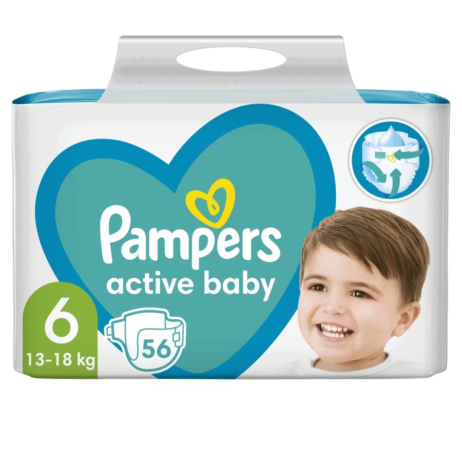 Підгузники дитячі Pampers Active Baby Extra Large 6 (13-18 кг) 56 шт: ціни та характеристики