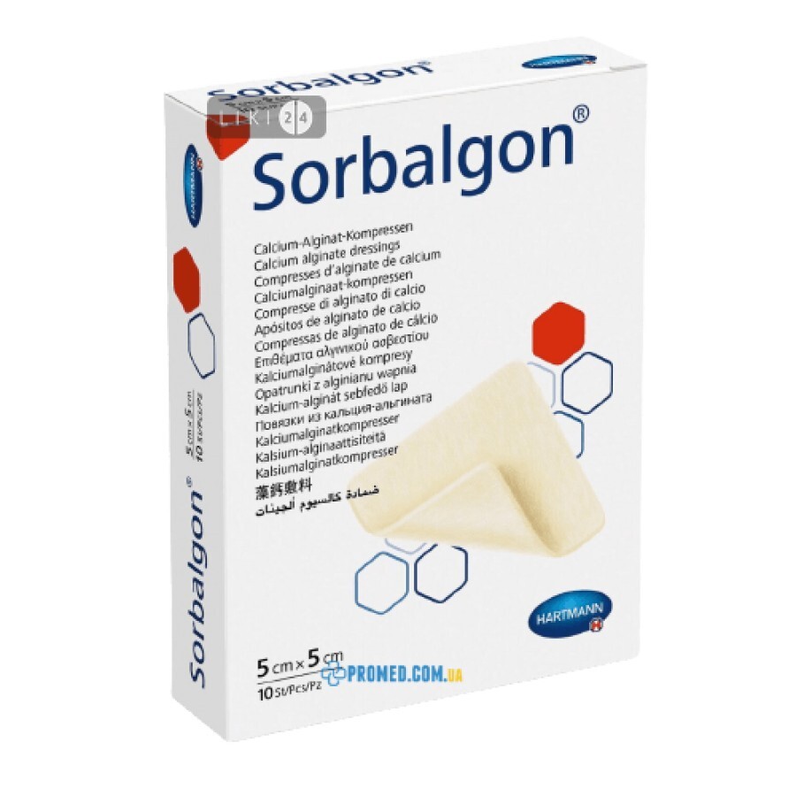 Повязка специальная Sorbalgon 5 см х 5 см, стерил. 1 шт: цены и характеристики