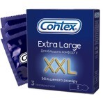 Презервативи латексні з силіконовою змазкою CONTEX Extra Large збільшеного розміру, 3 шт. : ціни та характеристики