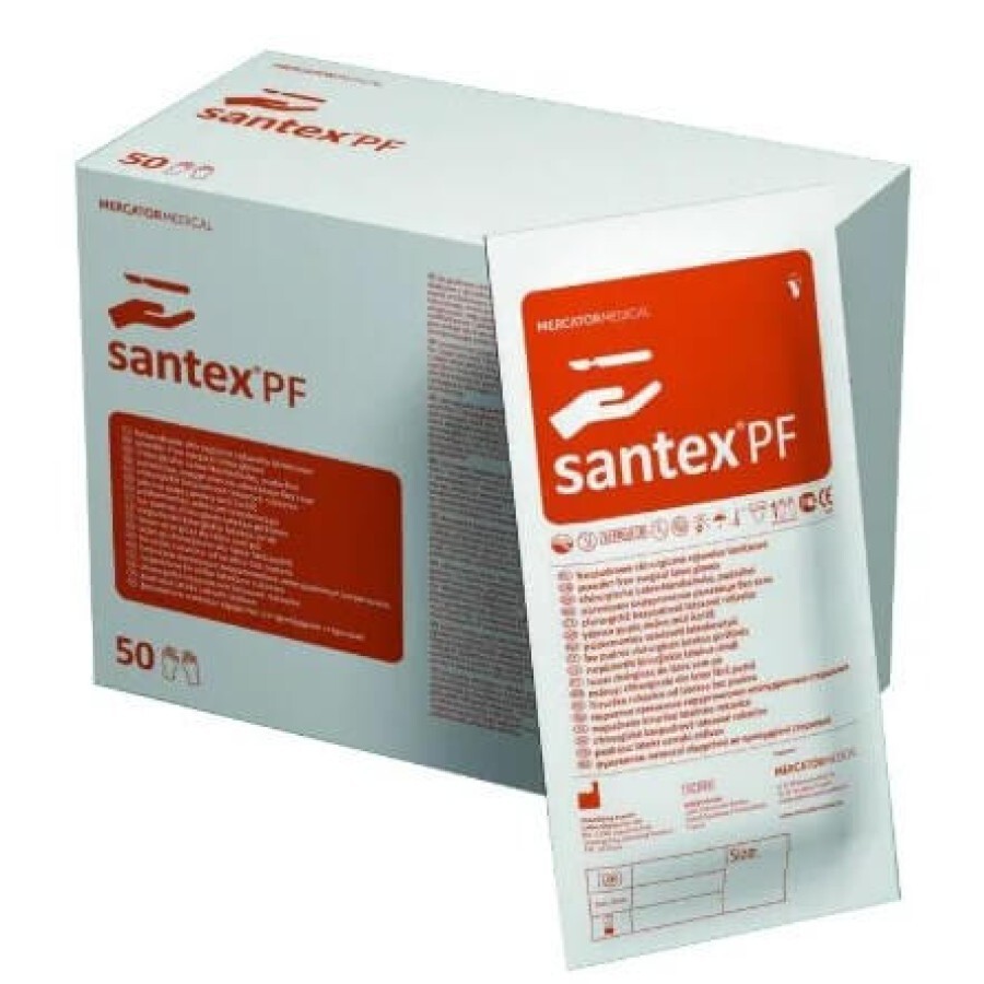 Перчатки Santex PF латексные хирургические, не припудренные, стерильные 7,5, пара: цены и характеристики