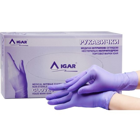 Перчатки медицинские IGAR смотровые нитриловые нестерильные неприпудренные размер L (8-9), пара