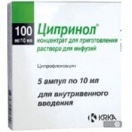 Ципринол конц. д/р-ну д/інф. 100 мг амп. 10 мл №5: ціни та характеристики