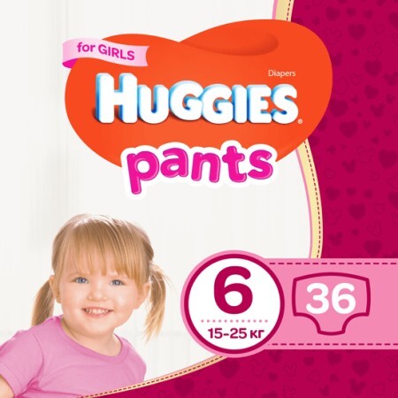 Трусики-подгузники Huggies Pants 6 Mega для девочек 36 шт