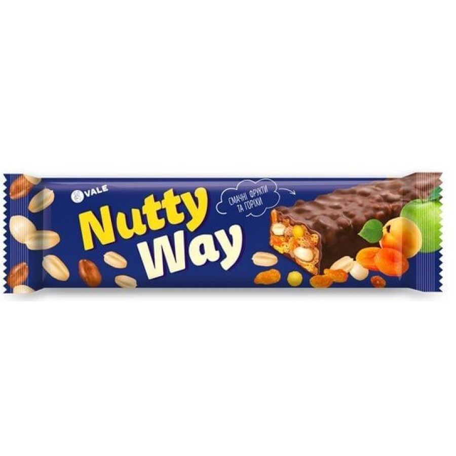 Батончик-мюслі Nutty Way горіховий з фруктами глазурований, 40 г: ціни та характеристики