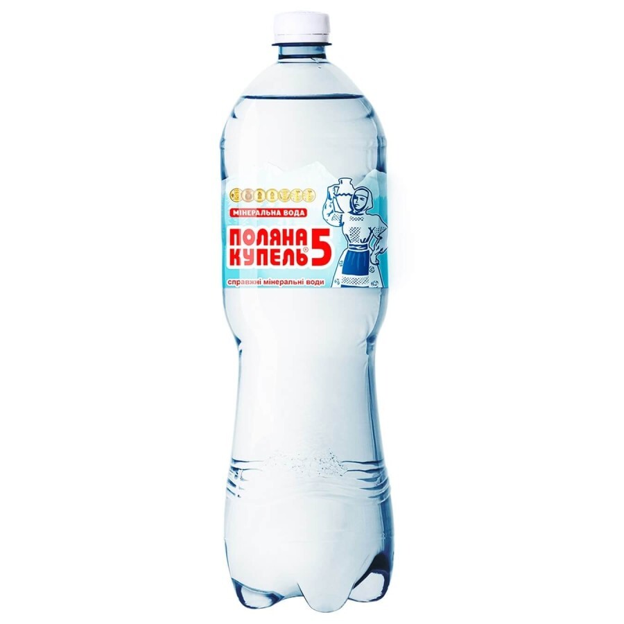 Вода мінеральна Поляна Купель 5 природна лікувально-столова сильногазована 1.5 л пляшка П/Е: ціни та характеристики