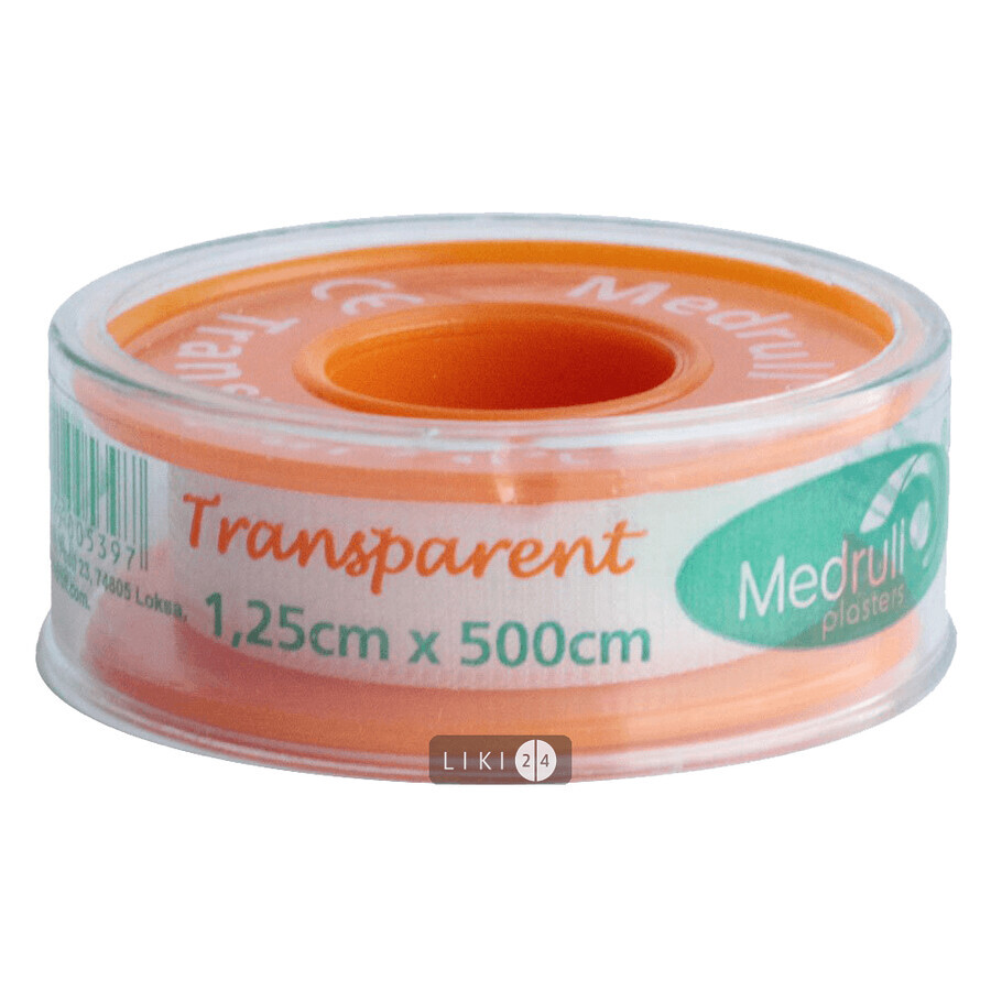 Пластир медичний Medrull Transparent на нетканій основі котушка 1.25 х 500 см, 1 шт: ціни та характеристики