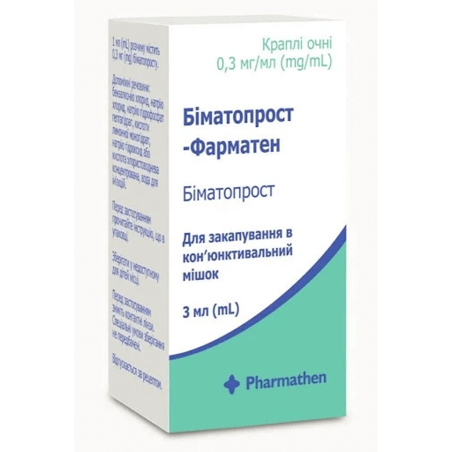 Біматопрост-Фарматен крап. оч. 0,3 мг/мл фл.-крапельн. 3 мл: ціни та характеристики