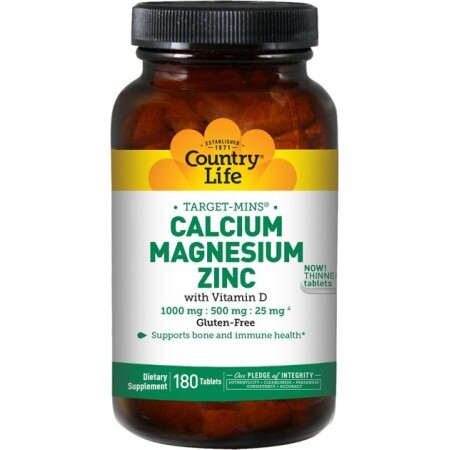 Вітамінно-мінеральний комплекс Country Life Cal-Mag-Zinc+Vitamin D 180 таблеток