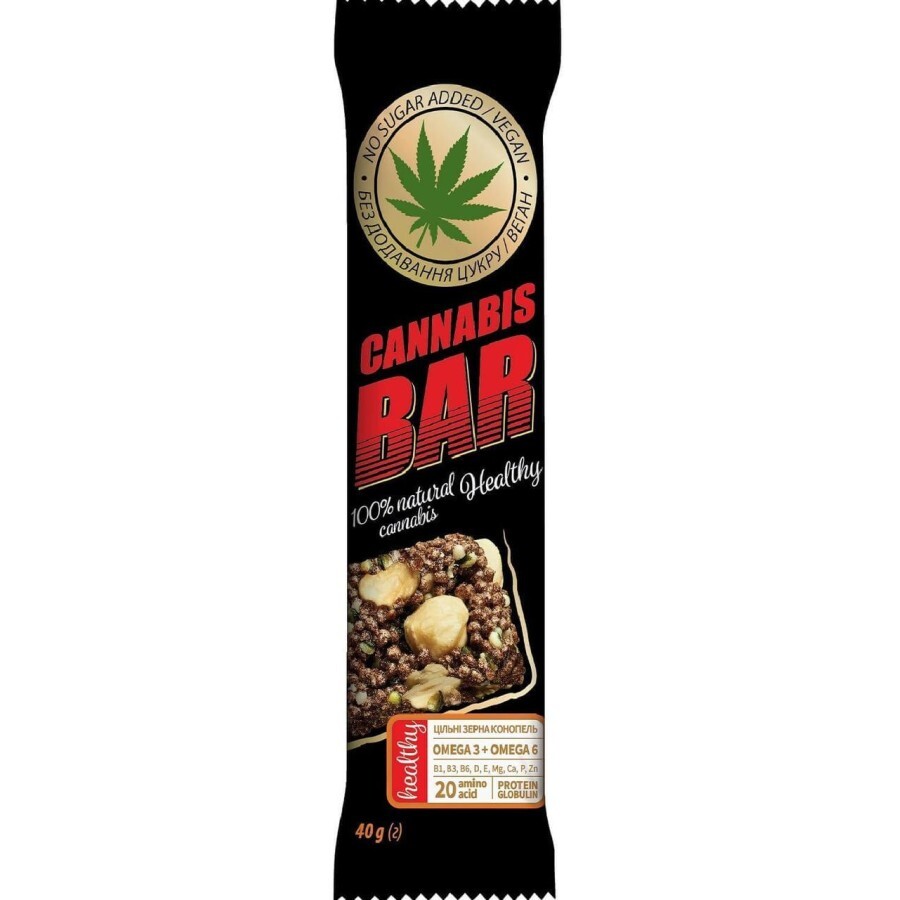 Батончик-мюсли Cannabis Bar с фундуком + семена каннабиса 40 г: цены и характеристики