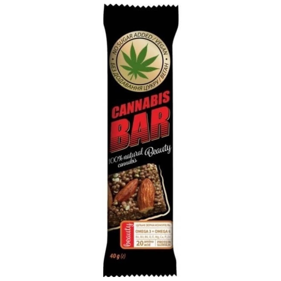 Батончик-мюсли Cannabis Bar с миндалем + семена каннабиса, 40 г: цены и характеристики
