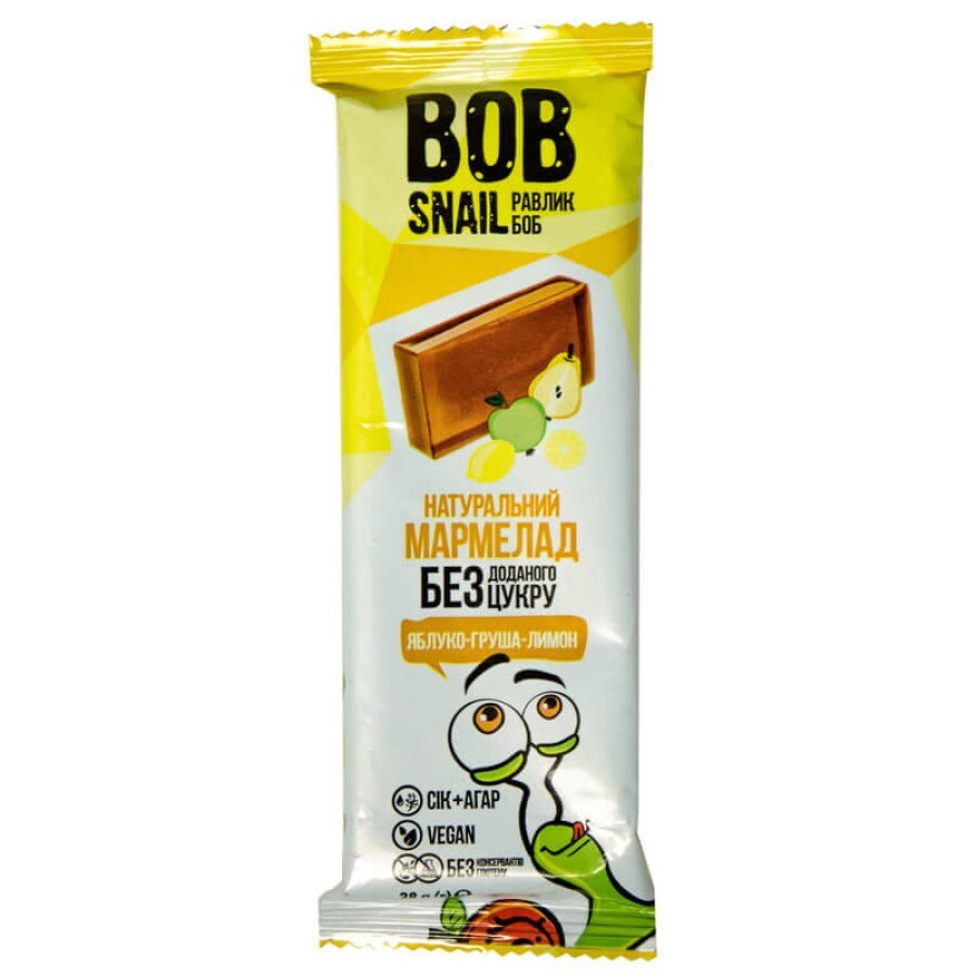Мармелад натуральний Bob Snail Равлик Боб Яблуко-груша-лимон, 38 г: ціни та характеристики
