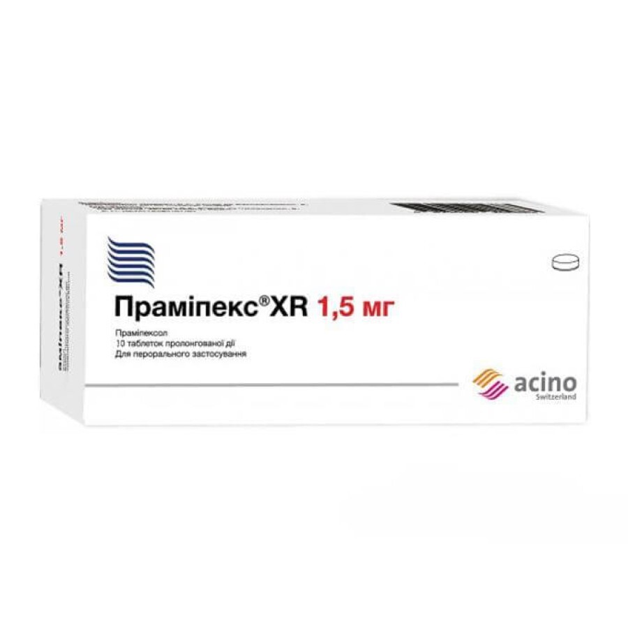 Прамипекс XR табл. пролонг. дейст. 1,5 мг блистер №10: цены и характеристики